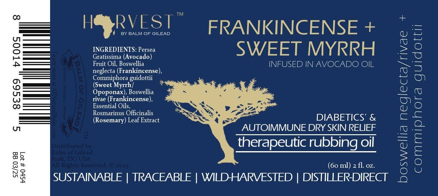 Frankincense & Sweet Myrrh Infused Therapeutic Rubbing Oil