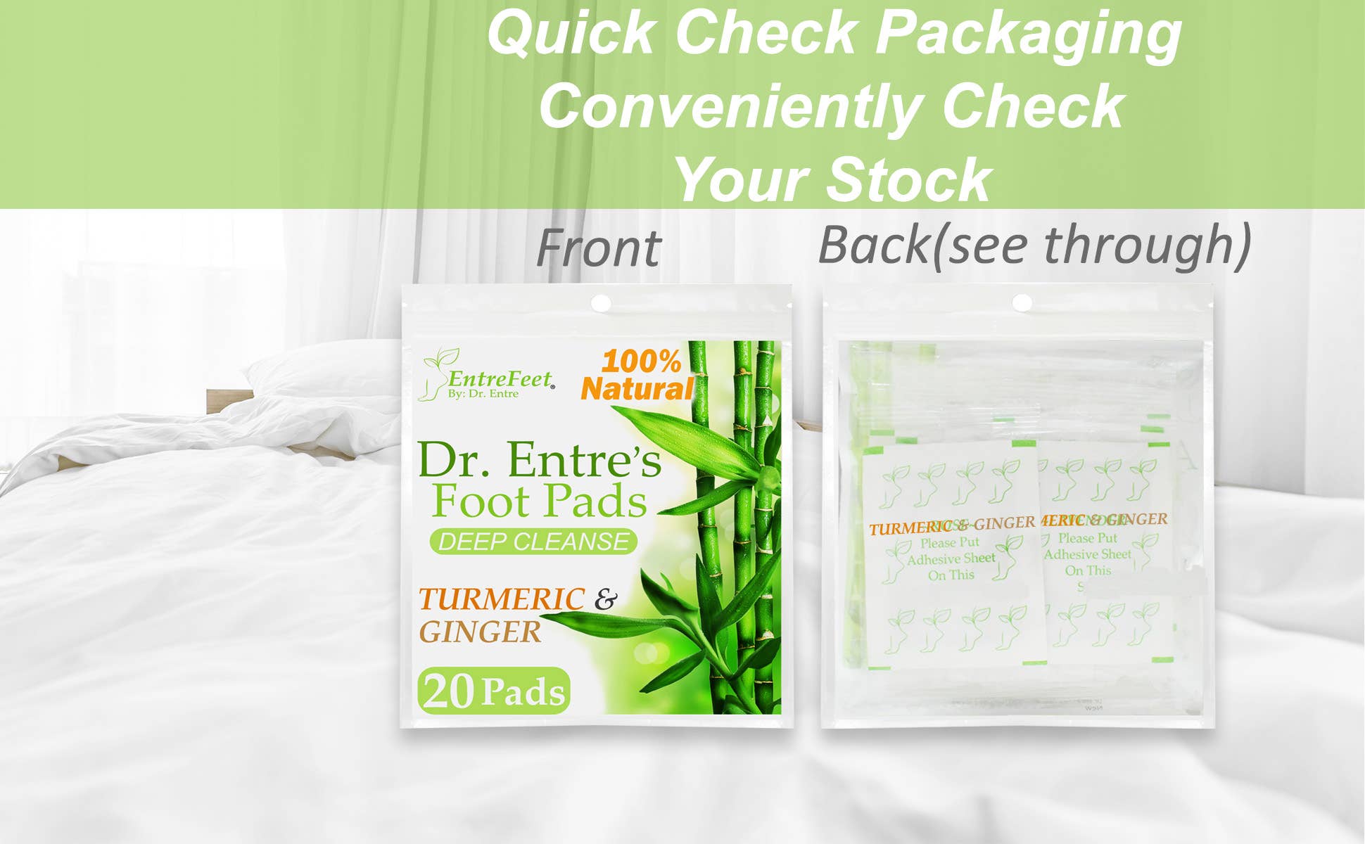 Dr. Entre's Detox Foot Pads, Turmeric & Ginger 20 Pack