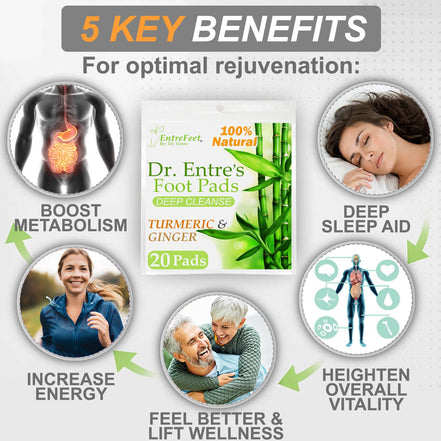 Dr. Entre's Detox Foot Pads, Turmeric & Ginger 20 Pack
