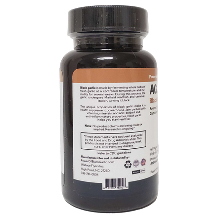 Aglio Nero Black Garlic Supplement, Sourced & Made in USA