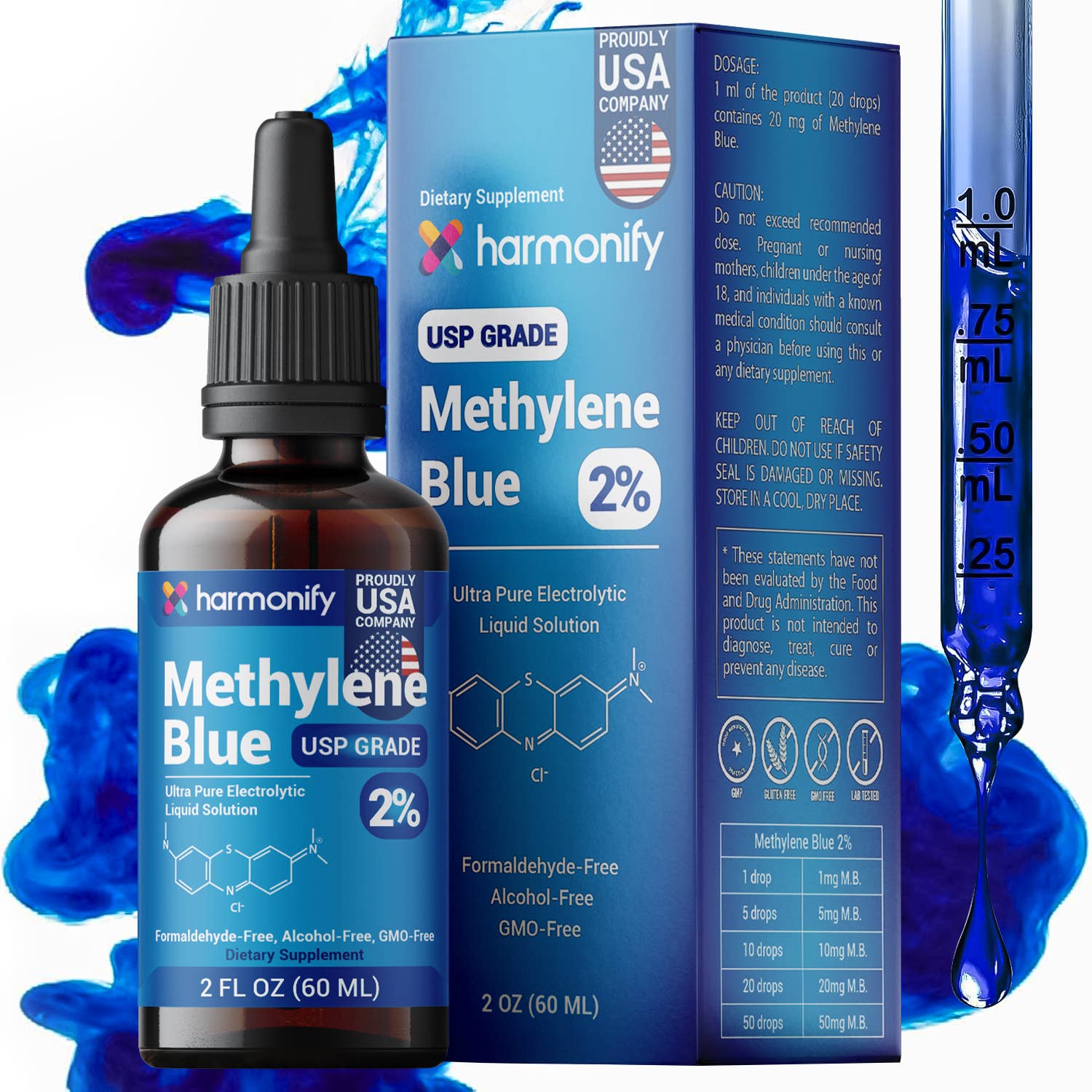 HARMONIFY Methylene Blue 60 ML (2 FL OZ) USP Grade %2