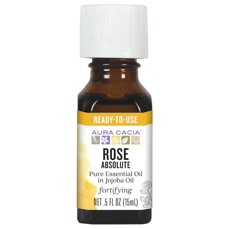 Aura Cacia Rose Absolute Essential Oil in Jojoba, 0.5 fl oz