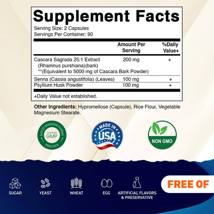 Vitamatic | Cascara Sagrada Extract | 180 Vegetable Capsules