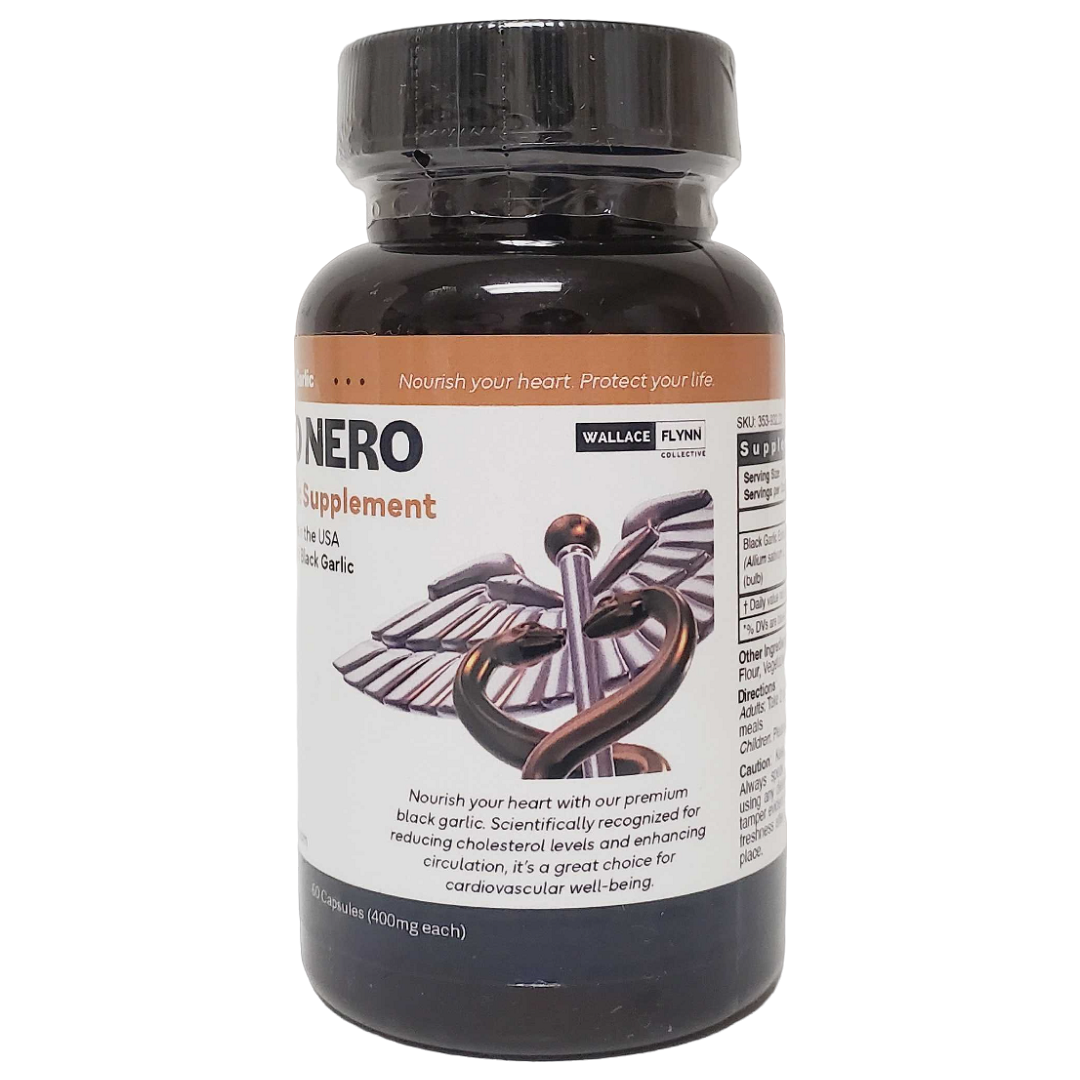 Aglio Nero Black Garlic Supplement, Sourced & Made in USA