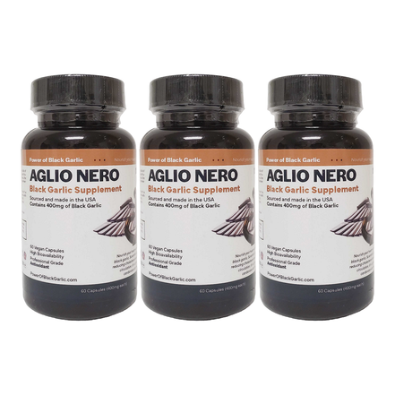 Aglio Nero Black Garlic Supplement, Sourced & Made in USA