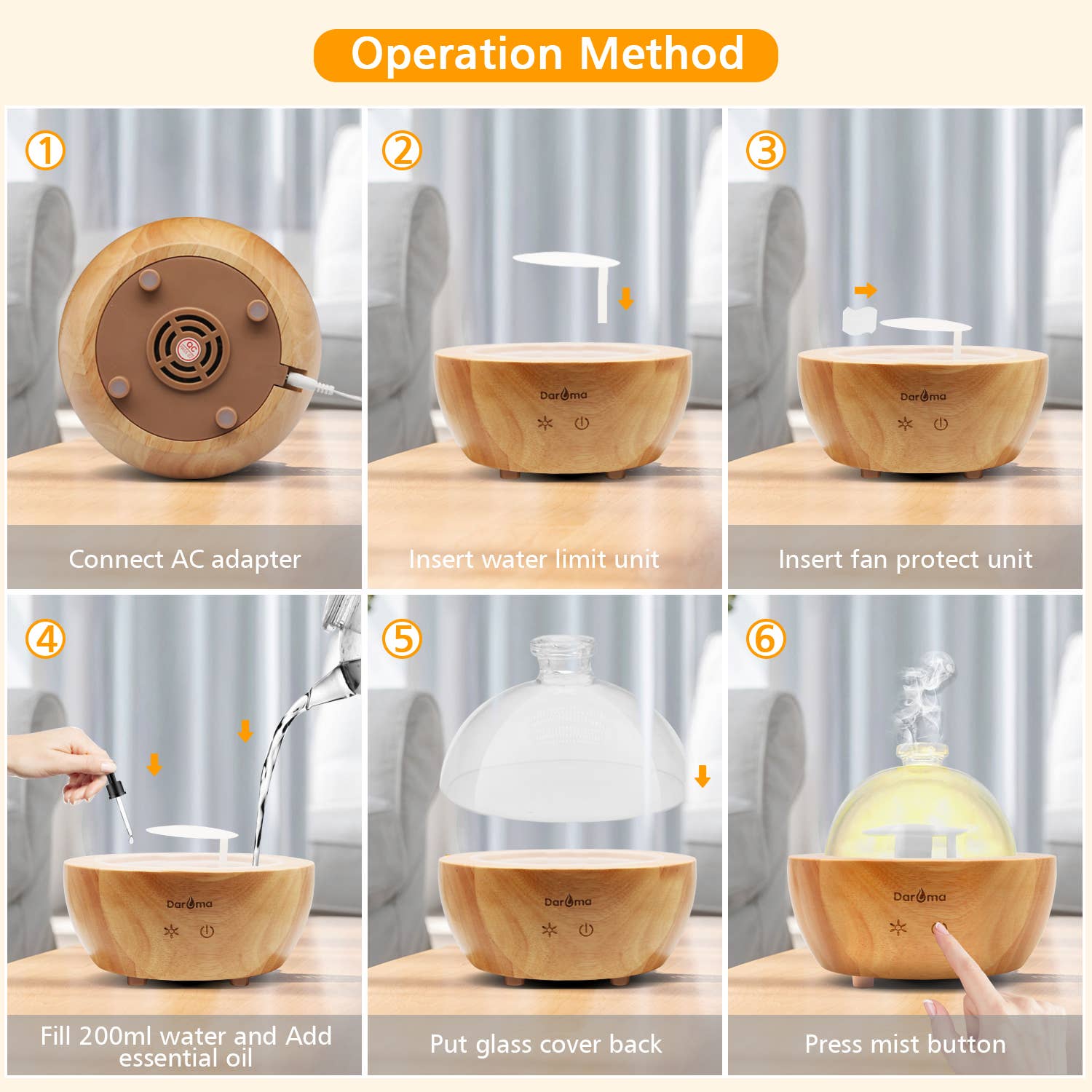 Remote Handmade Glass & Real Wood Essential Oil Diffuser