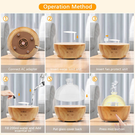 Remote Handmade Glass & Real Wood Essential Oil Diffuser