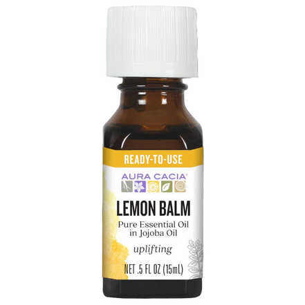 Aura Cacia Lemon Balm Essential Oil in Jojoba Oil, 0.5 fl oz
