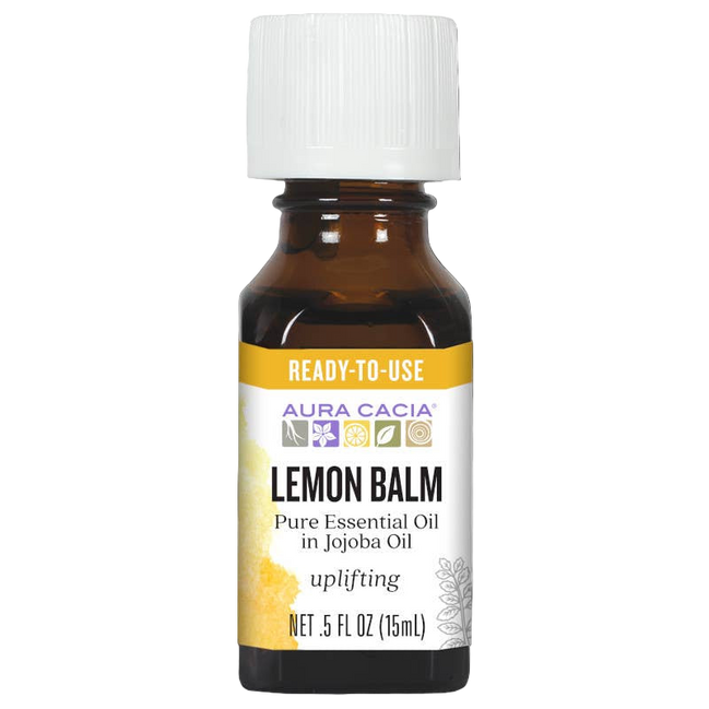 Aura Cacia Lemon Balm Essential Oil in Jojoba Oil, 0.5 fl oz