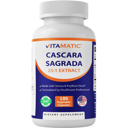 Vitamatic | Cascara Sagrada Extract | 180 Vegetable Capsules